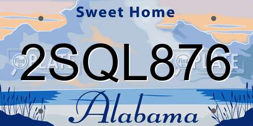2SQL876 Alabama License Plate