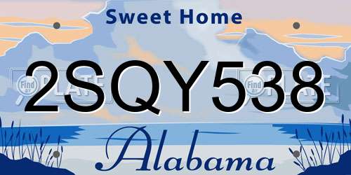 2SQY538 Alabama License Plate