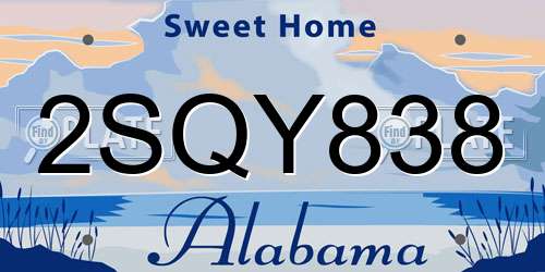 2SQY838 Alabama License Plate