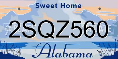 2SQZ560 Alabama License Plate