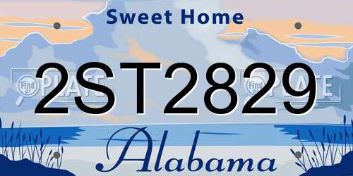 2ST2829 Alabama License Plate