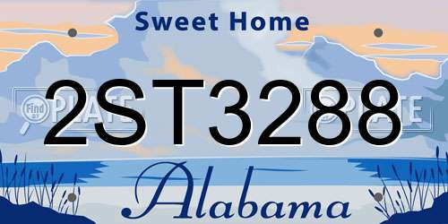 2ST3288 Alabama License Plate