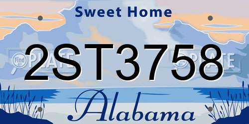2ST3758 Alabama License Plate