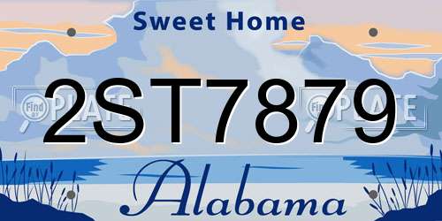 2ST7879 Alabama License Plate