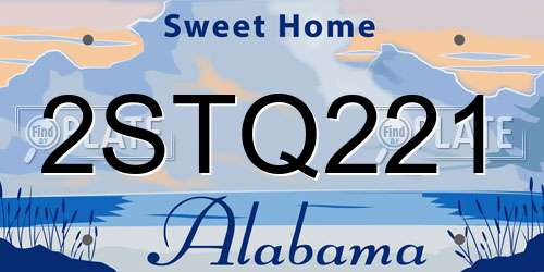 2STQ221 Alabama License Plate