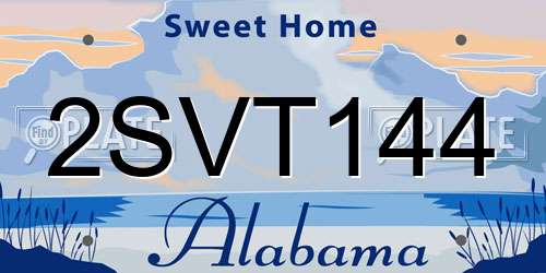 2SVT144 Alabama License Plate