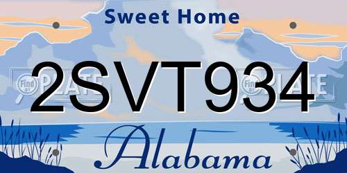 2SVT934 Alabama License Plate