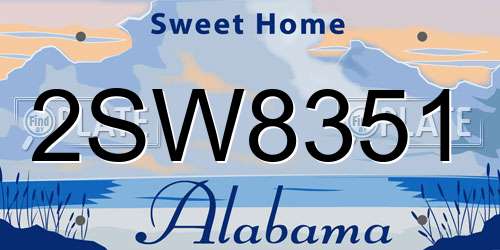2SW8351 Alabama License Plate