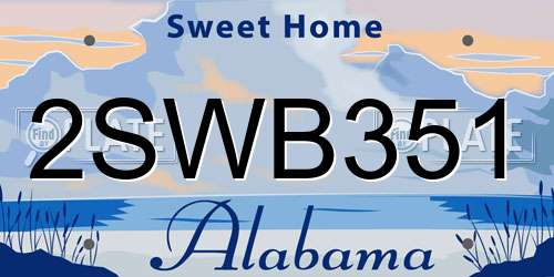 2SWB351 Alabama License Plate