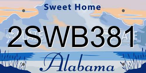2SWB381 Alabama License Plate
