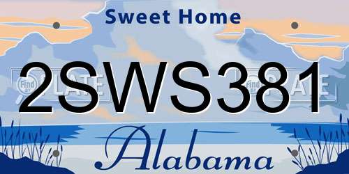 2SWS381 Alabama License Plate
