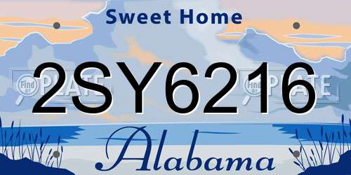 2SY6216 Alabama License Plate