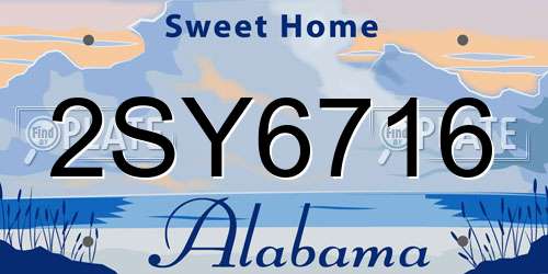 2SY6716 Alabama License Plate