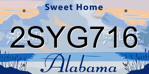 2SYG716 Alabama License Plate