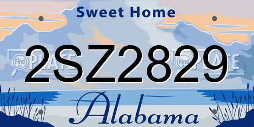 2SZ2829 Alabama License Plate