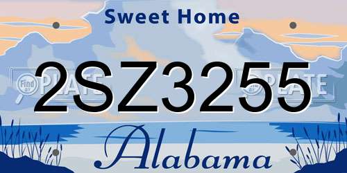 2SZ3255 Alabama License Plate