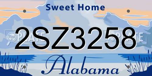 2SZ3258 Alabama License Plate