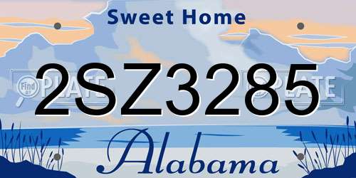 2SZ3285 Alabama License Plate