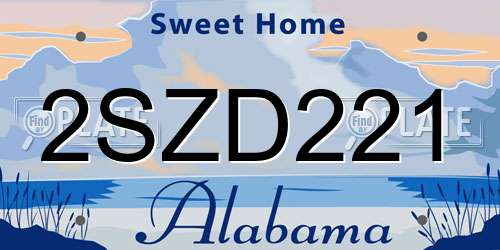 2SZD221 Alabama License Plate