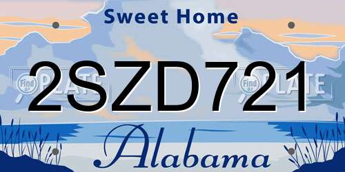 2SZD721 Alabama License Plate
