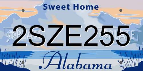 2SZE255 Alabama License Plate