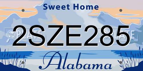 2SZE285 Alabama License Plate