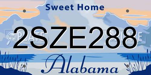 2SZE288 Alabama License Plate