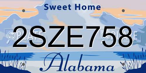 2SZE758 Alabama License Plate