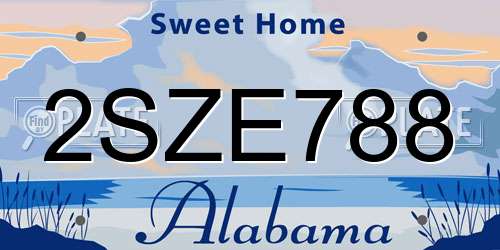 2SZE788 Alabama License Plate