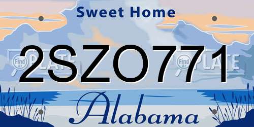 2SZO771 Alabama License Plate