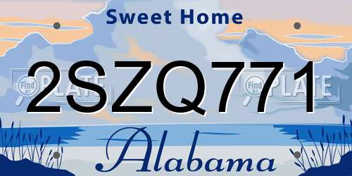 2SZQ771 Alabama License Plate
