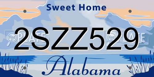 2SZZ529 Alabama License Plate