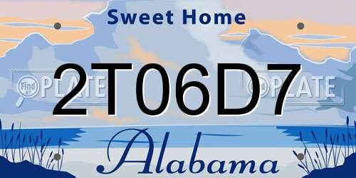 2T06D7 Alabama License Plate