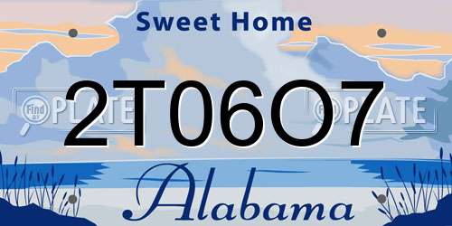 2T06O7 Alabama License Plate