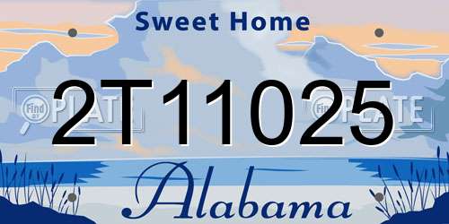 2T11025 Alabama License Plate