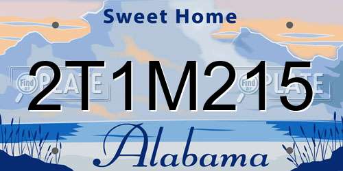 2T1M215 Alabama License Plate