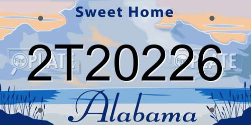 2T20226 Alabama License Plate