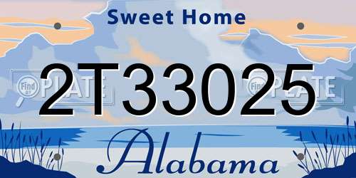 2T33025 Alabama License Plate