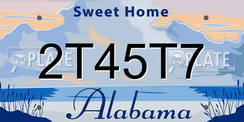 2T45T7 Alabama License Plate