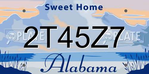 2T45Z7 Alabama License Plate