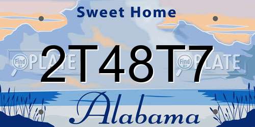 2T48T7 Alabama License Plate