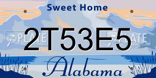 2T53E5 Alabama License Plate