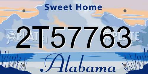 2T57763 Alabama License Plate