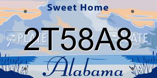2T58A8 Alabama License Plate