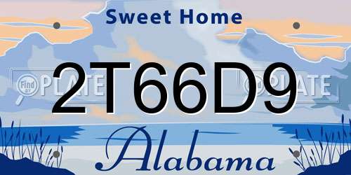 2T66D9 Alabama License Plate