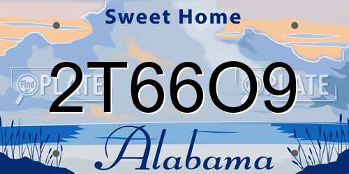2T66O9 Alabama License Plate