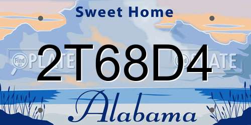 2T68D4 Alabama License Plate