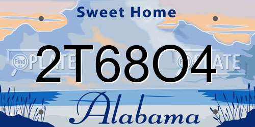2T68O4 Alabama License Plate