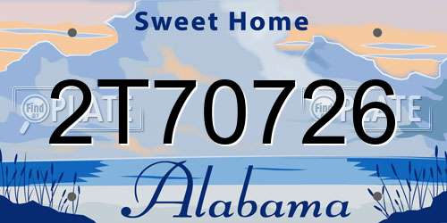 2T70726 Alabama License Plate
