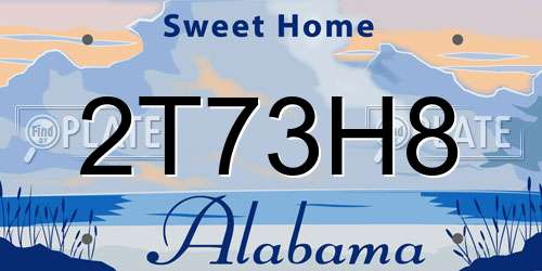 2T73H8 Alabama License Plate
